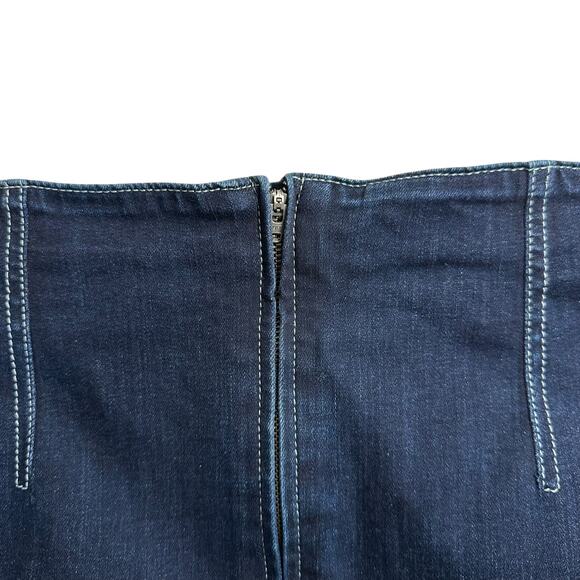 Express Women's Slim A-Line Denim Mini Skirt Dark Wash Size 6 High Rise - Picture 3 of 6